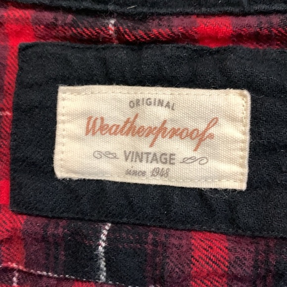 Weatherproof Plaid Flannel Shirt Black & Red - Picture 5 of 8